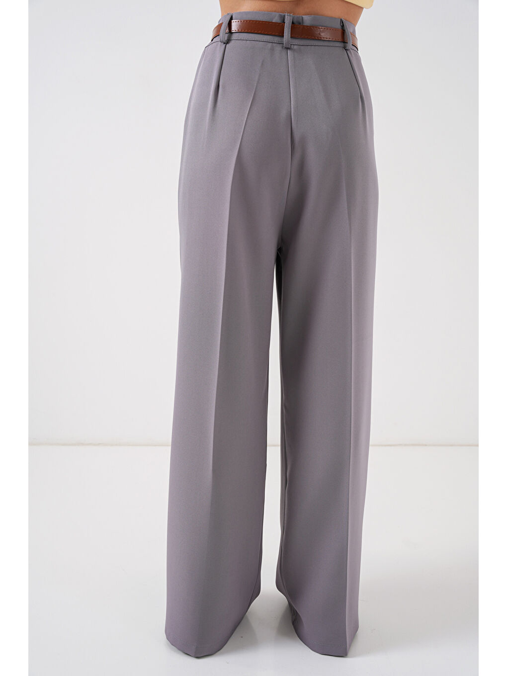 Kadın Yüksek Bel Palazzo Pantolon 30051 - Gri-5