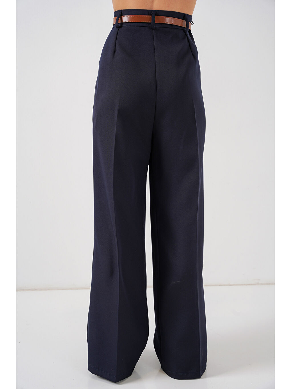 Kadın Yüksek Bel Palazzo Pantolon 30051 - Lacivert-5
