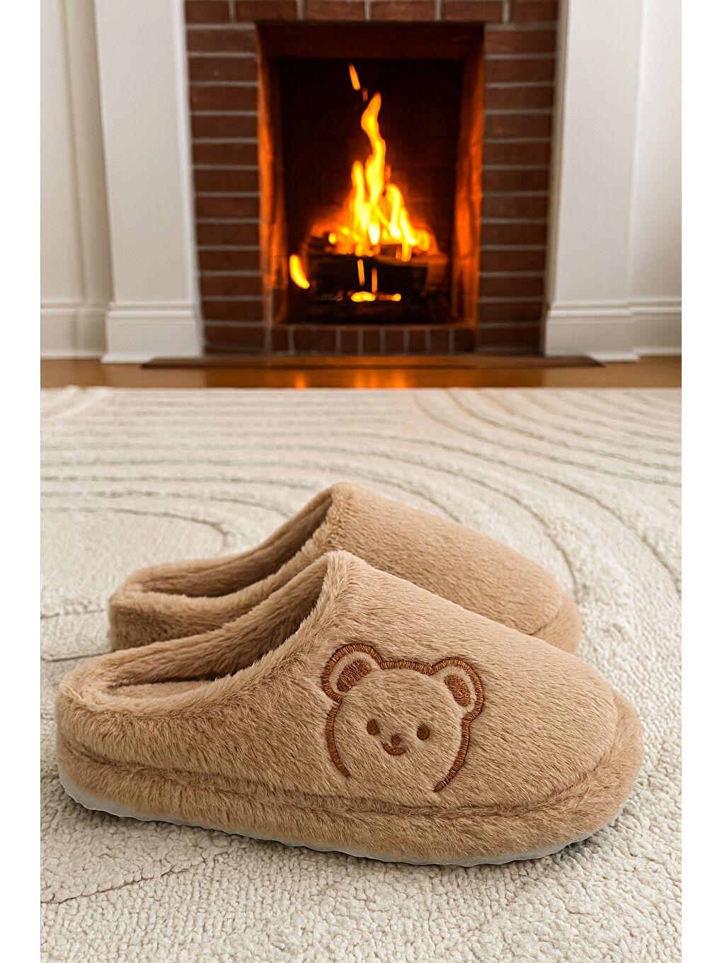 Karışık 3'lü Paket FLUFFY Kapalı Kadın Terlik Ev Terliği-8