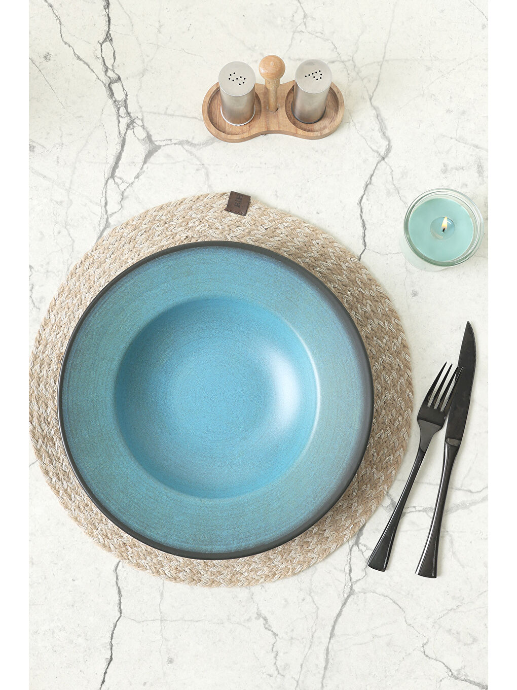 Keramika Karişik Blue Ege Makarna Tabağı 28 Cm - 1