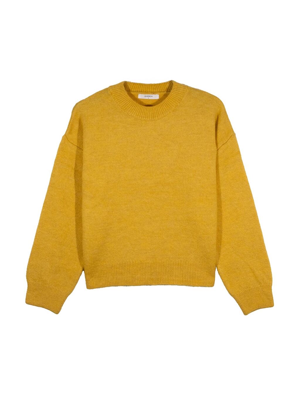 Sarı Hardal Bisiklet Yaka Basic Triko Kazak