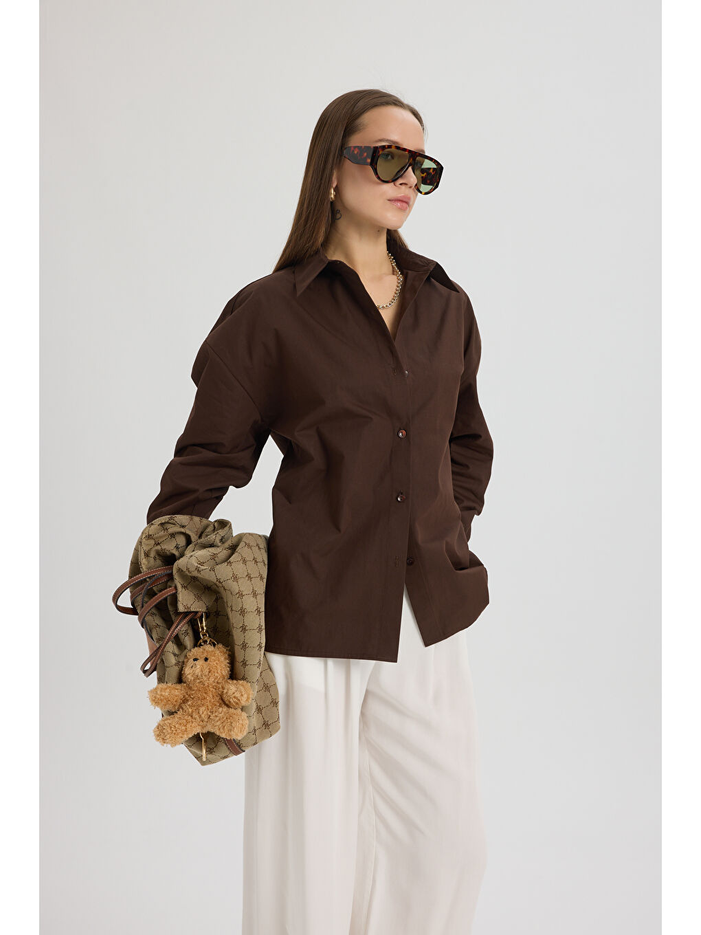 Kahverengi Oversize Kahve Gömlek-2