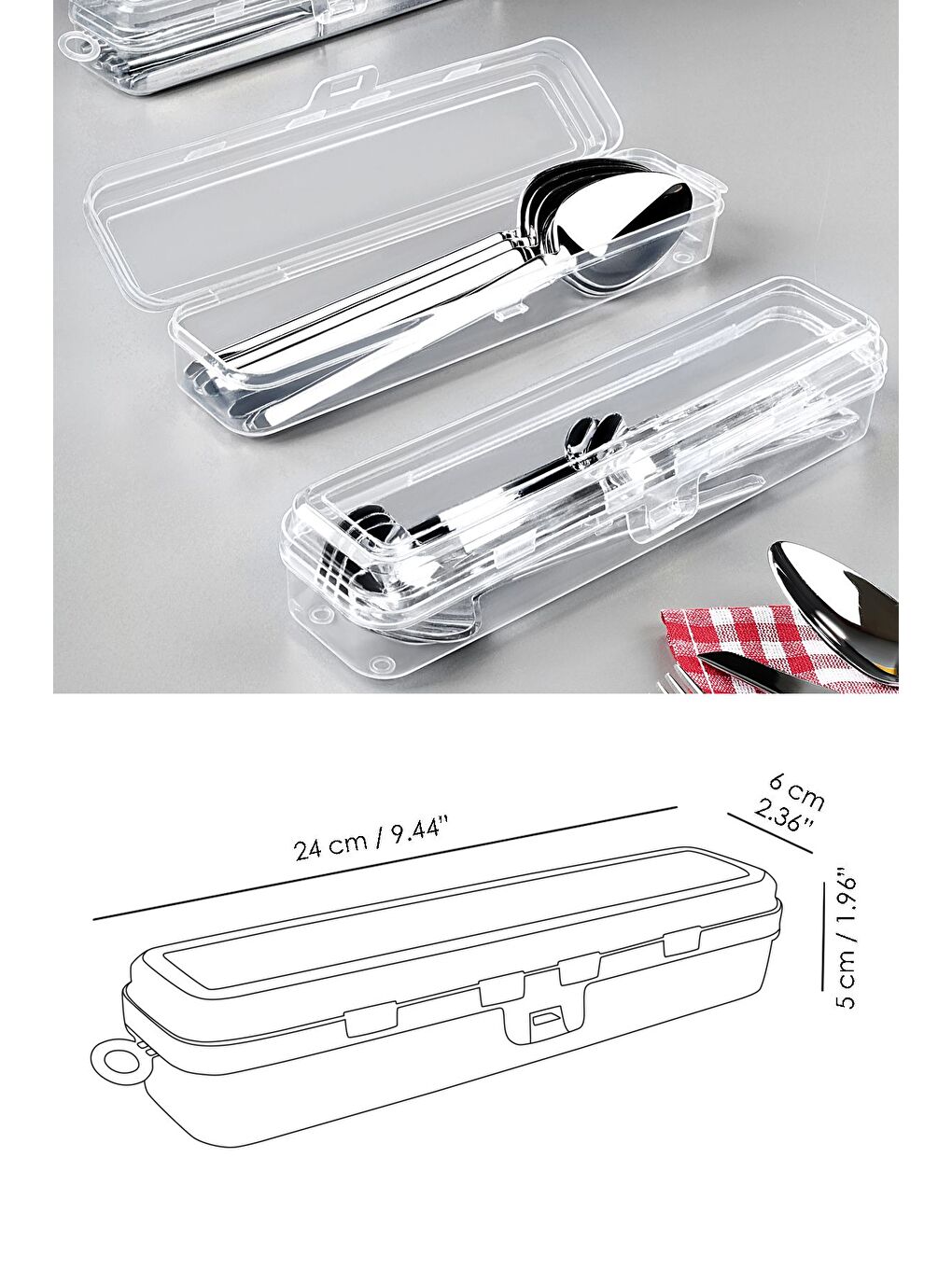 Renksiz 10 li Çatal Bıçak Kaşık Takımı Saklama Kutusu Seti-4