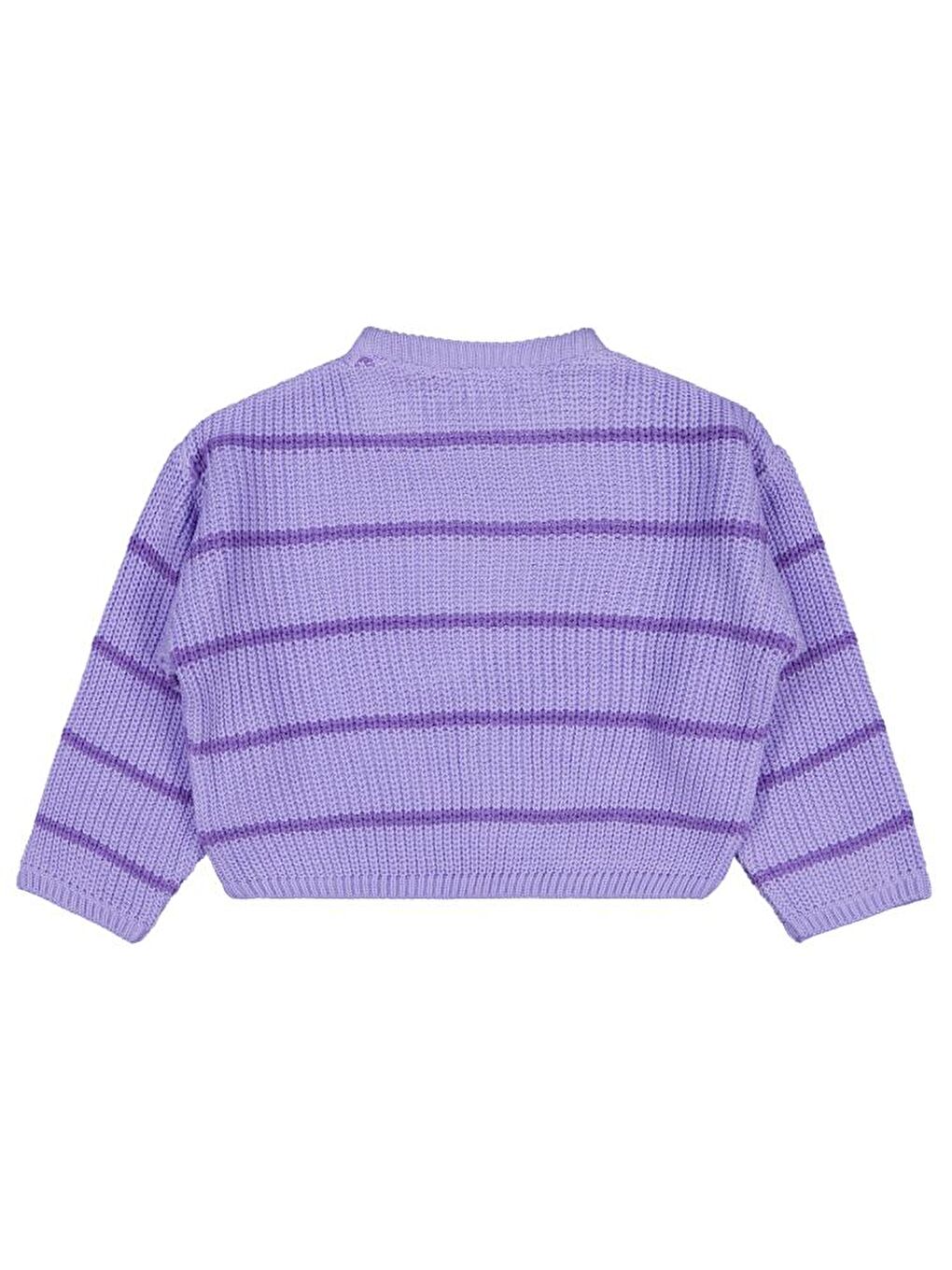 Mor Girls Çizgili 2-5 Yaş Kazak - Lila4-5 Yaş-1