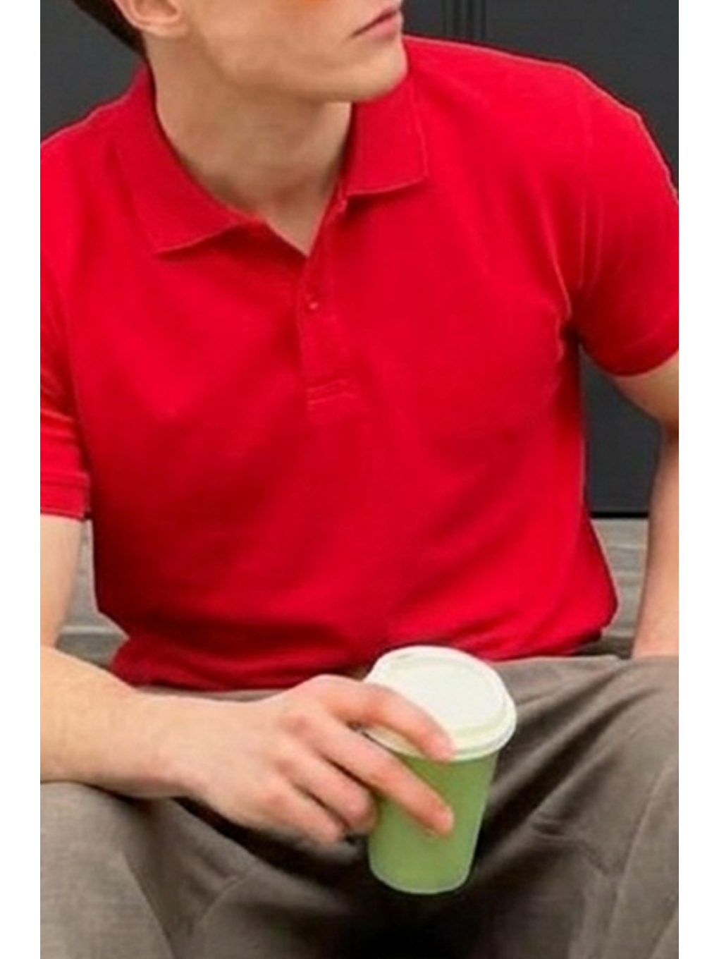 Erkek Pamuklu Fashion Kırmızı Polo Yaka Tişört-4