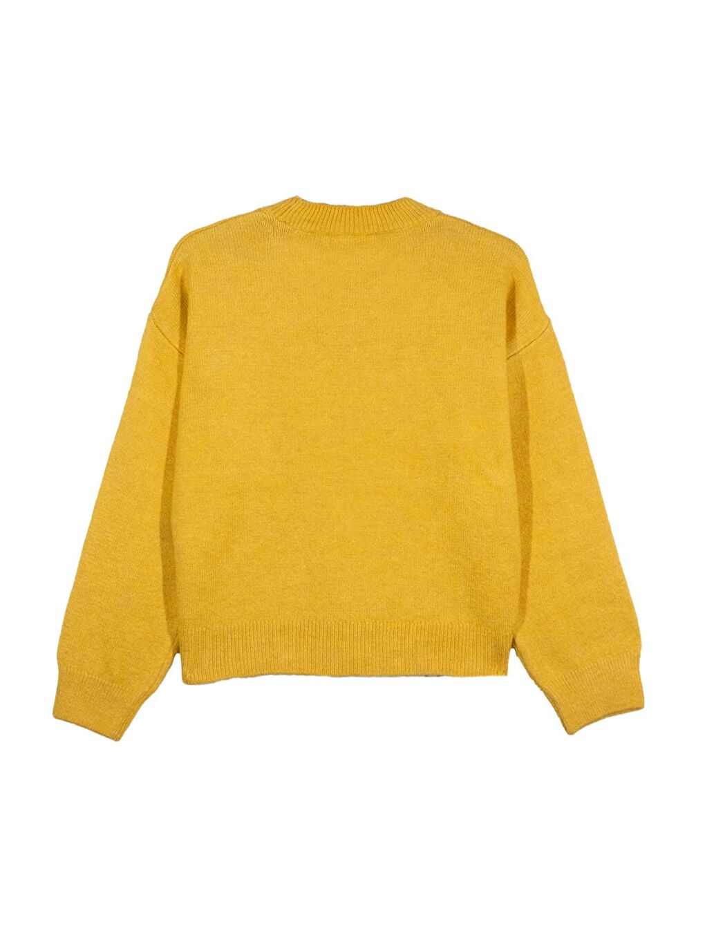 Sarı Hardal Bisiklet Yaka Basic Triko Kazak-2