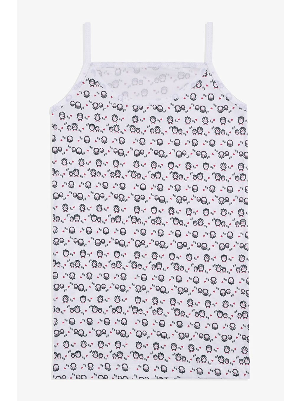 Siyah Kız Çocuk 3'lü Penguen Desenli Pamuklu Atlet-1