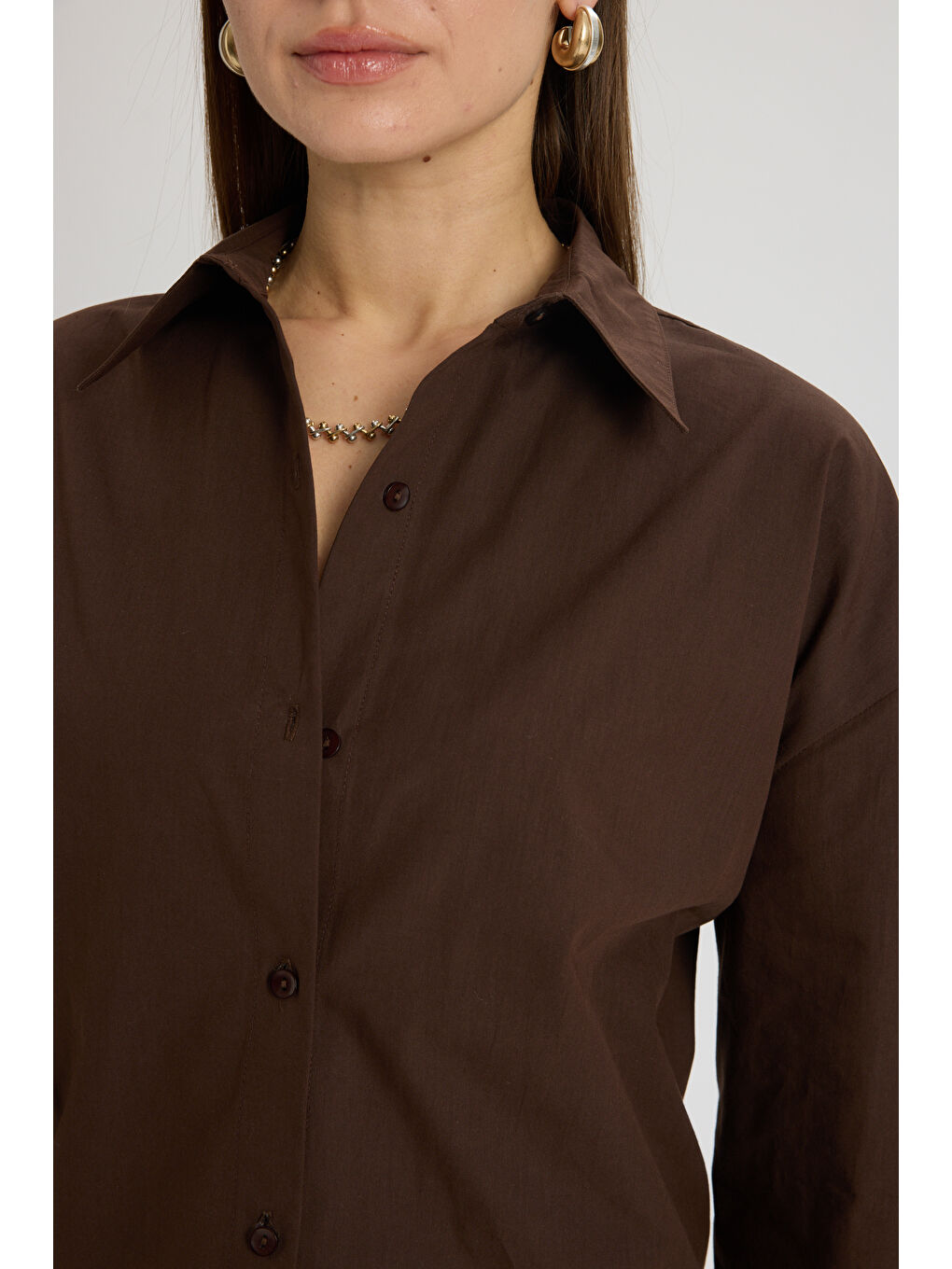 Kahverengi Oversize Kahve Gömlek-6