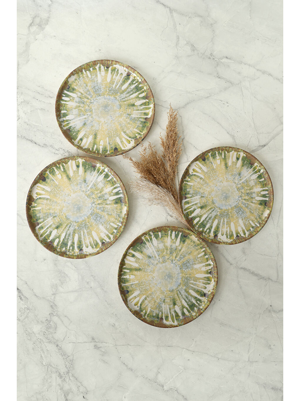 Karışık Green Ripple Nordıc Pasta Tabağı 22 Cm 4 Adet-1
