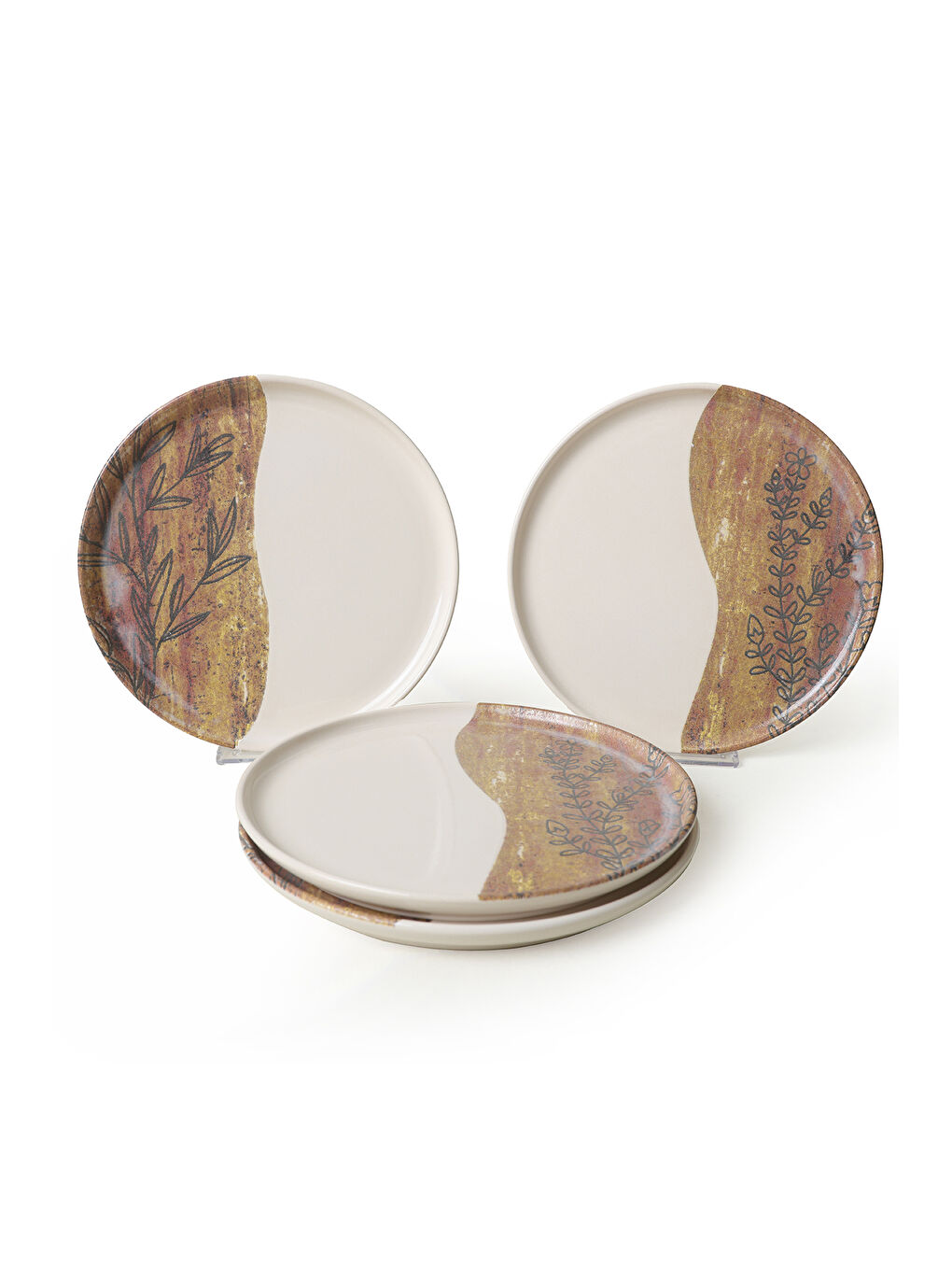 Karışık Terra Leaf  Nordıc Pasta Tabağı 22 Cm 4 Adet-4