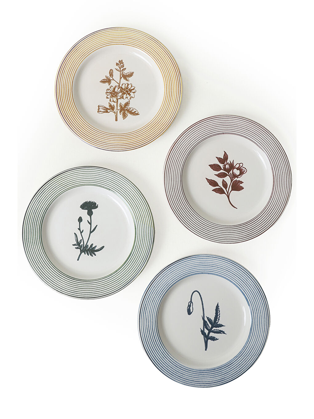 Karışık Floral Essence Assos Pasta Tabağı 22 Cm 4 Adet-3