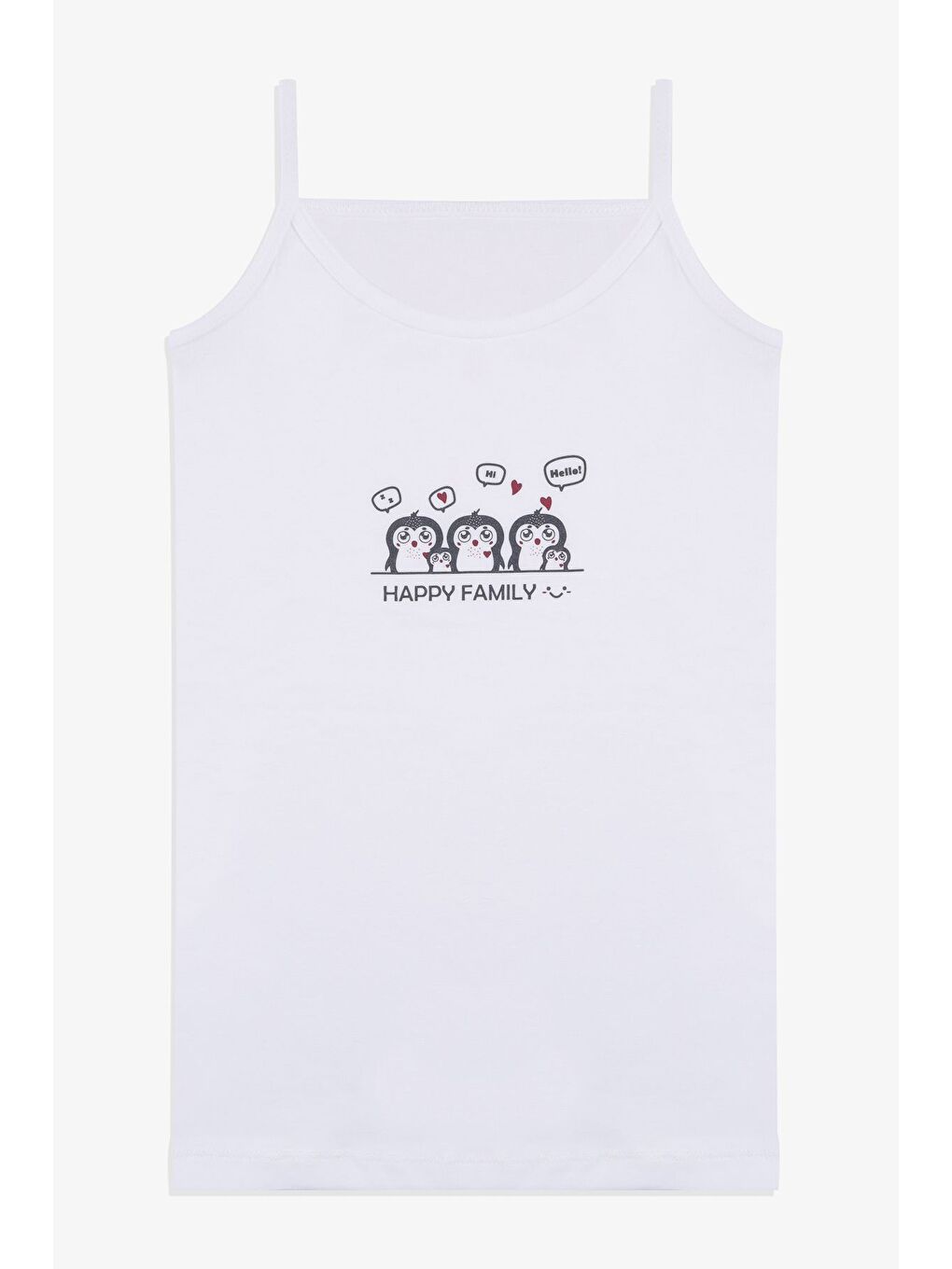 Siyah Kız Çocuk 3'lü Penguen Desenli Pamuklu Atlet-2