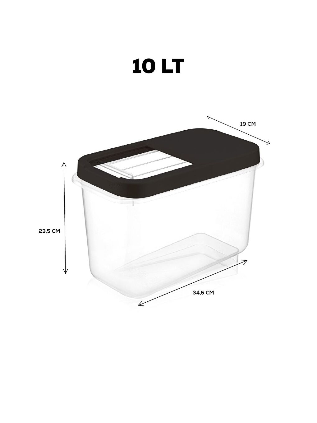 Multibox 10 lt Bakliyat Saklama Kabı Kayar Kapaklı Erzak Saklama Kabı Un Kabı Antrasit-1