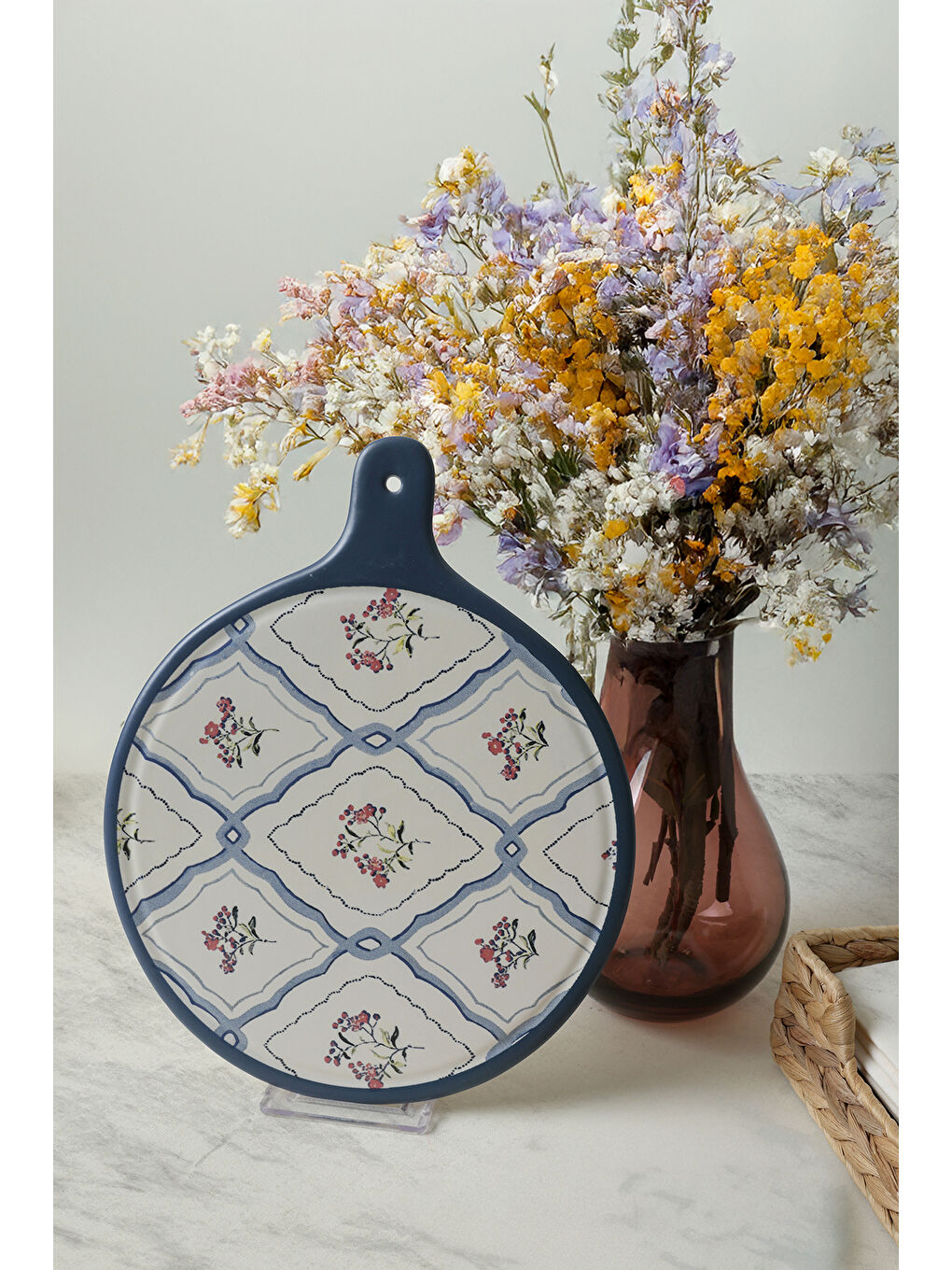 Karışık Floral Waves Peynir Sunum Tabağı 26 Cm