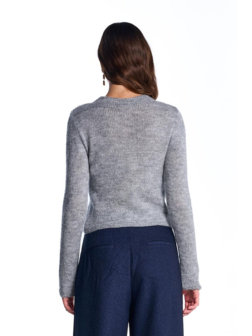 Gri Triko Crop Kazak-4