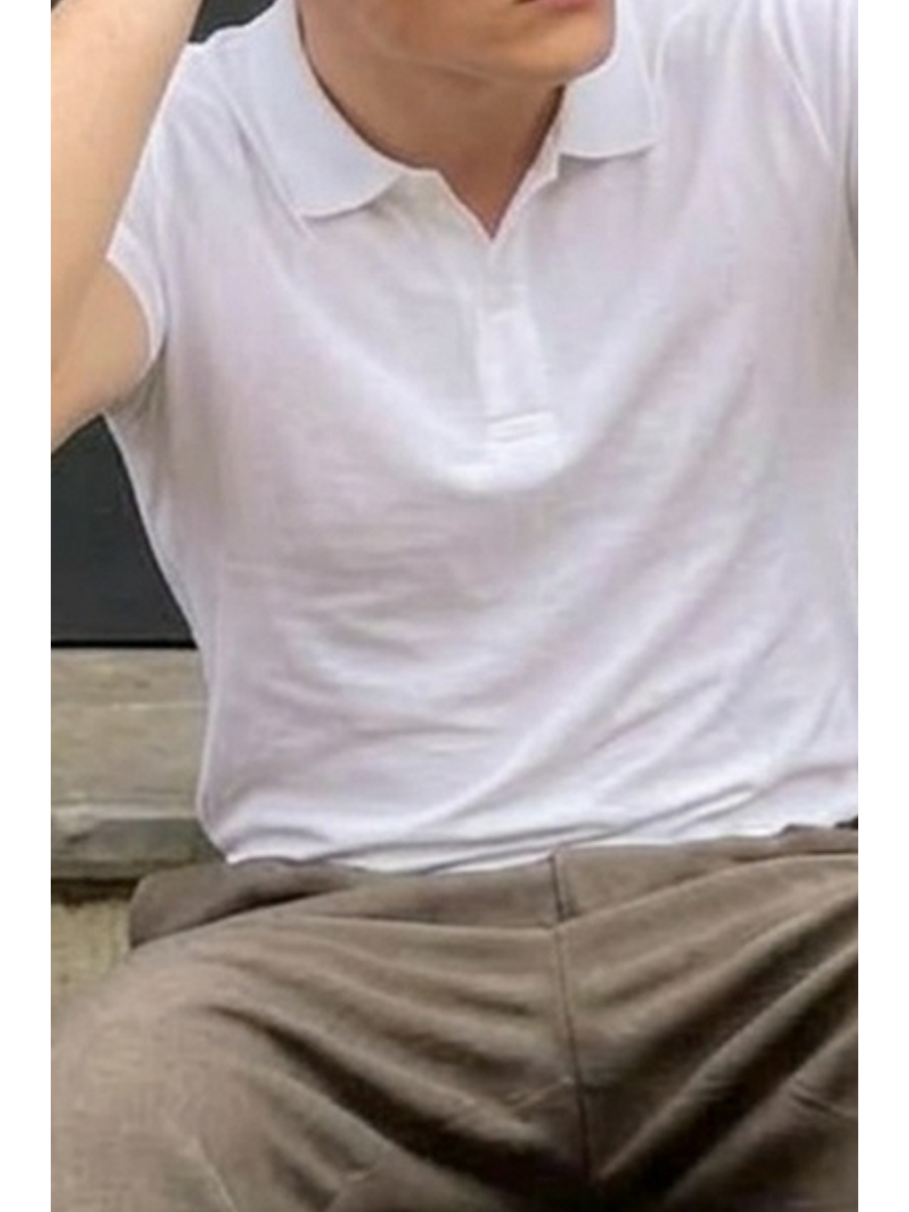 Erkek Pamuklu Fashion Beyaz Polo Yaka Tişört-5