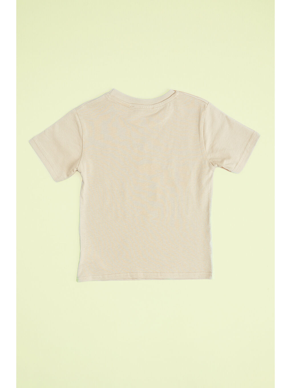 Bej Kaykay Baskılı Bisiklet Yaka Erkek Çocuk Tişört-1