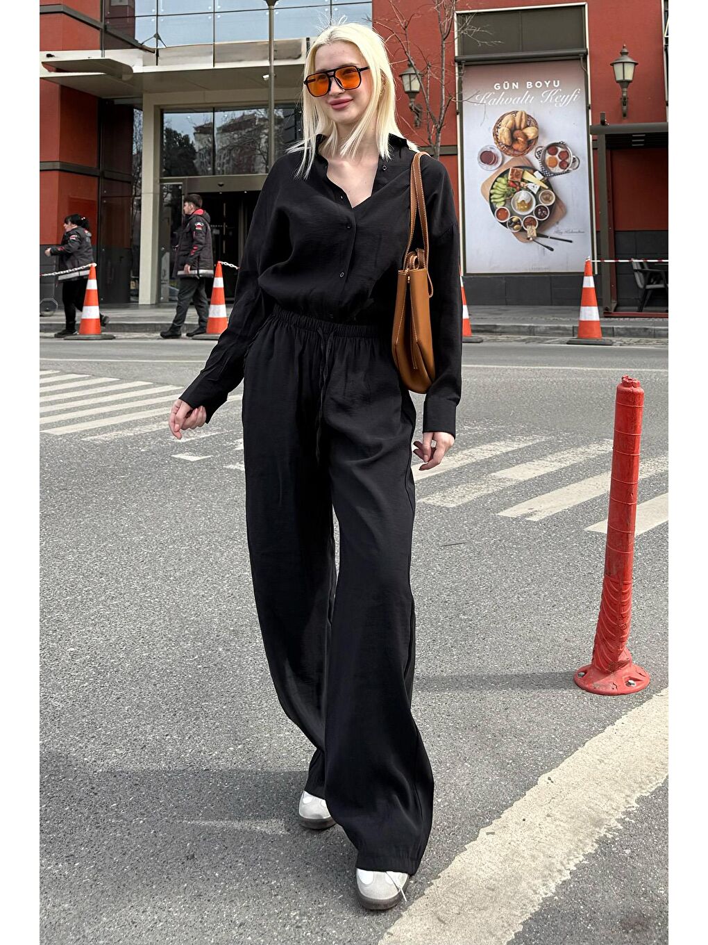 Siyah Basic Kadın Gömlek Pantolon İkili Takım Mg2352-4