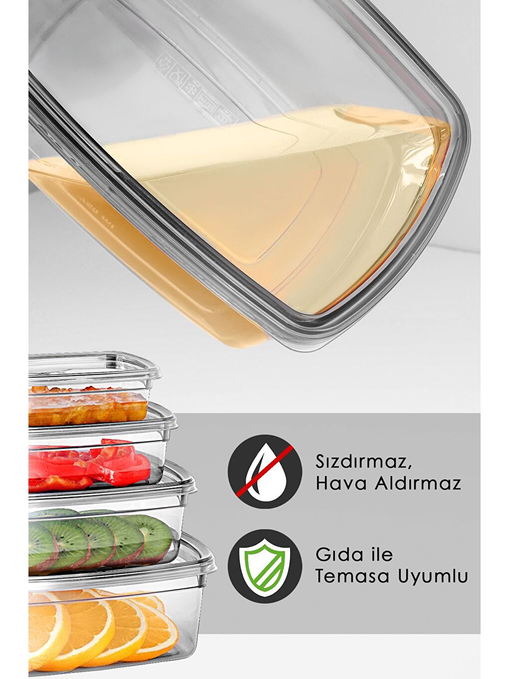 24'lü Sızdırmaz Saklama Kabı Seti Düzenleyici Organizer Erzak Kabı 6x 225 430 750 1220 ml Antrasit-1