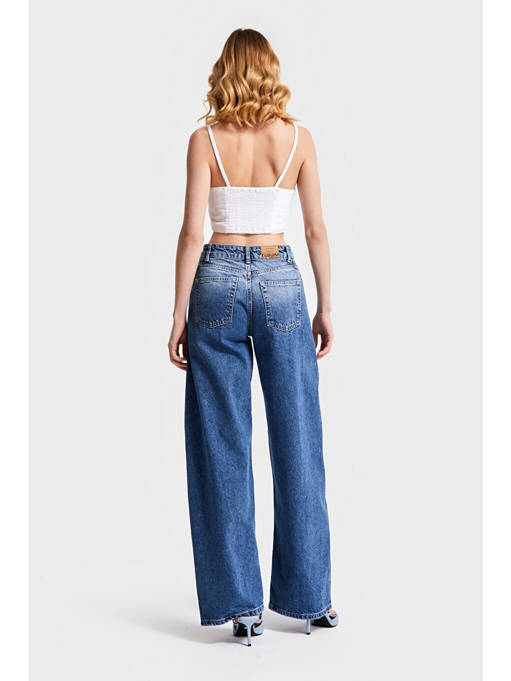 Kadın Mavi Jean Rengi 2S5 4 Tasarım  100 Pamuk Straight Fit Denim-4