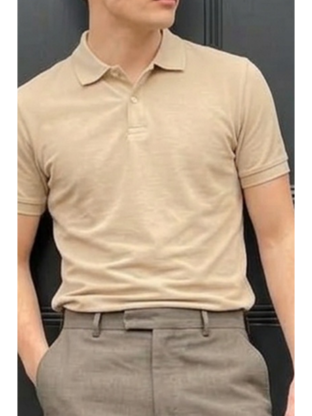 Ekru Erkek Pamuklu Fashion Krem Polo Yaka Tişört-5