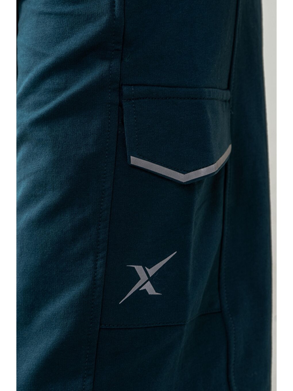 Yeşil Çift Kargo Cepli Cep Kapakları Reflektör Baskılı Erkek Çocuk Şort-3