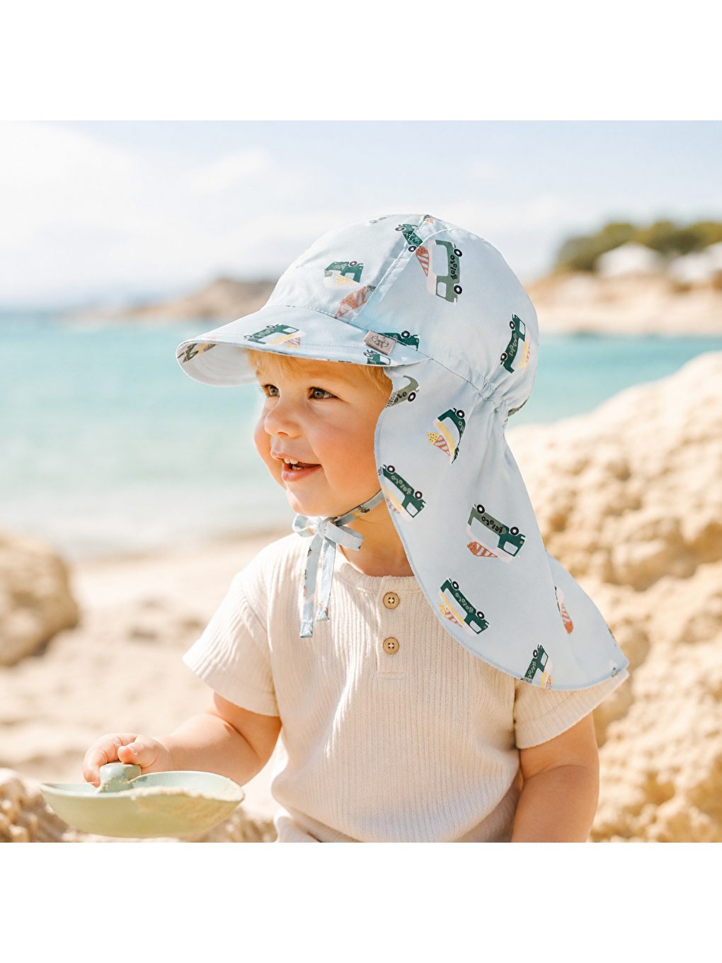 Mavi Flap Hat Uv Korumalı Uzun Şapka Ice Cream Truck Illusion Blue-3