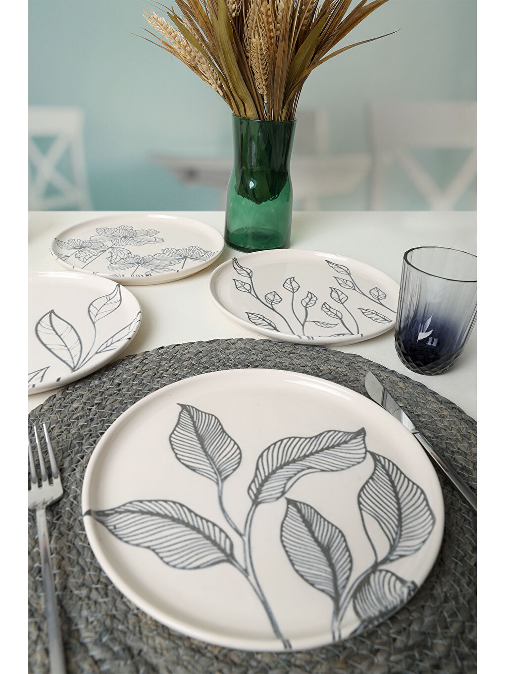 Karışık Leaf Traces Nordıc Pasta Tabağı 22 Cm 4 Adet-3