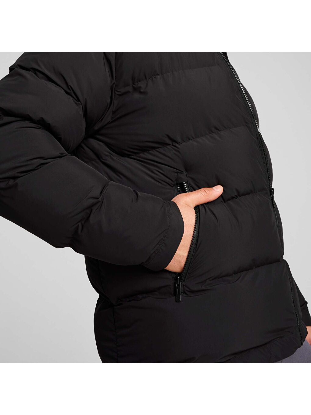 Siyah MONOMATERIAL Erkek Şişme Mont-2