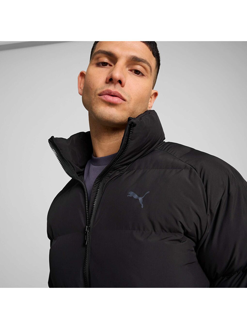 Siyah MONOMATERIAL Erkek Şişme Mont-4