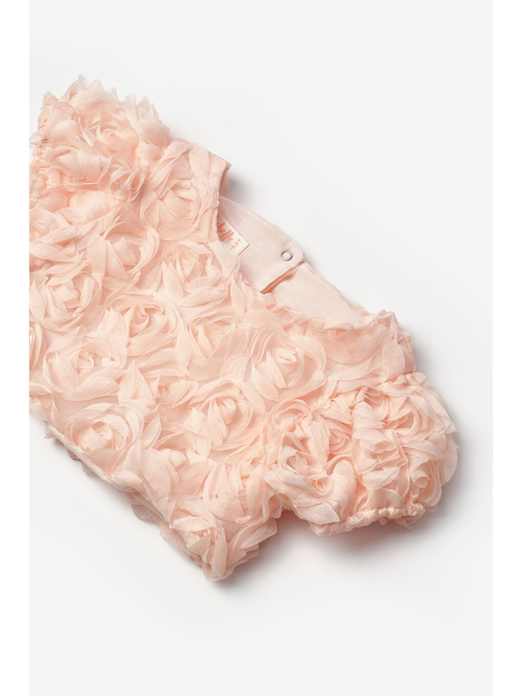 Pembe Somon Gül Aplike Detaylı Kız Çocuk Crop Bluz - Millie-3
