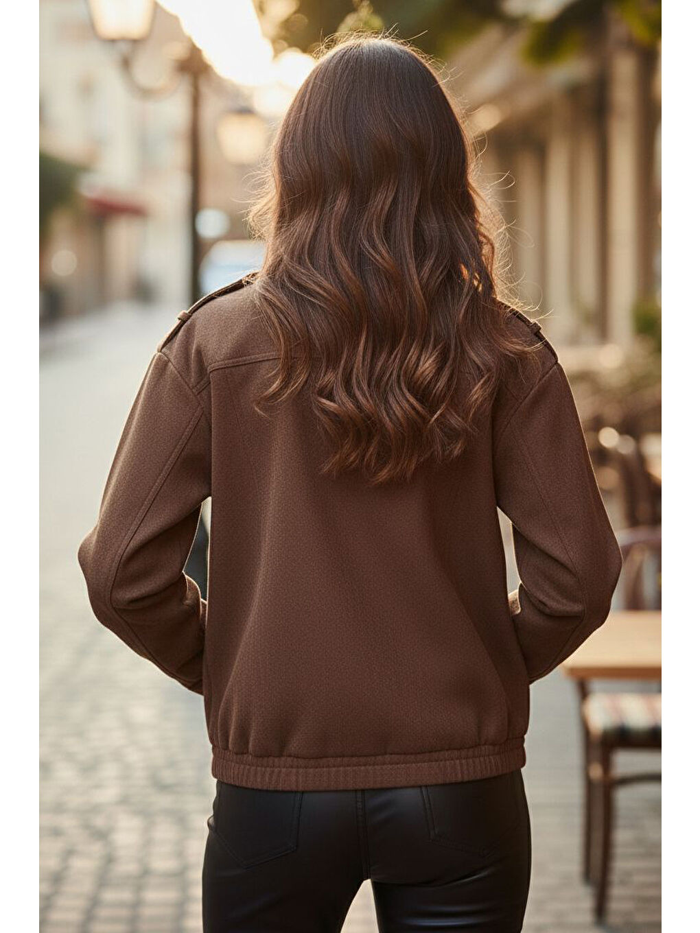 Kahverengi Çift Cepli Beli Lastikli Süet Ceket Kahve - 28091-KAHVE-2