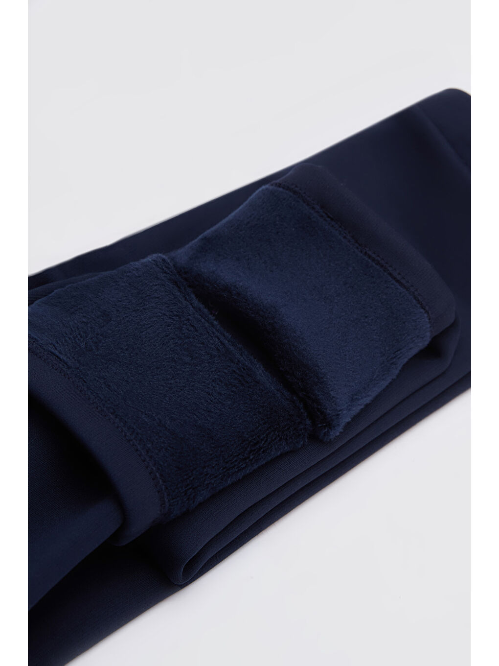 Koyu Lacivert Kız Çocuk İçi Pelüş Kulaklı Tavşan Nakışlı Extra Kalın Kışlık Tayt-2