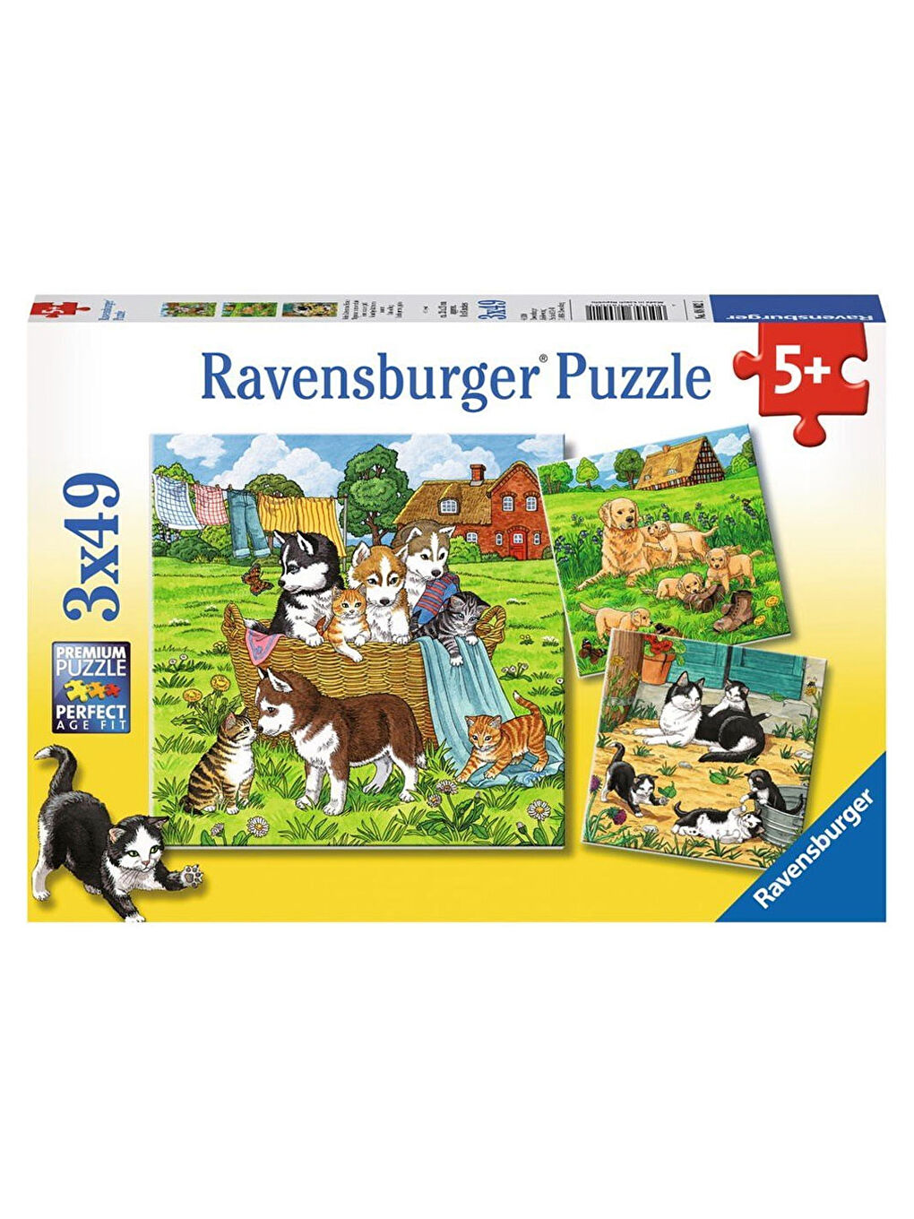 Ravensburger Renksiz 3x49 Parça Puzzle Tatlı Hayvancıklar 080021