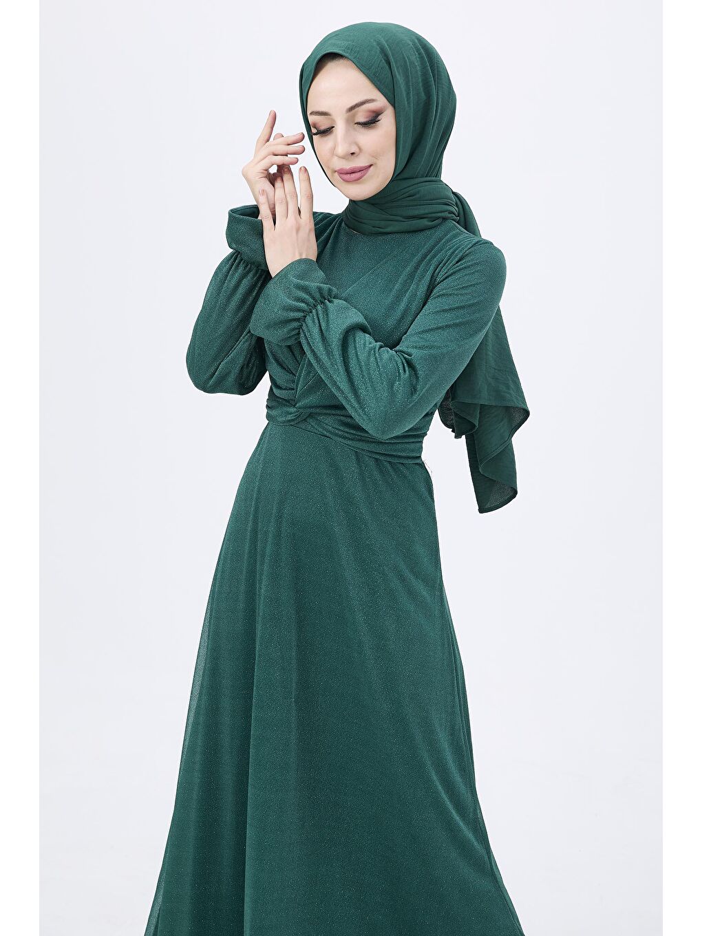 Düz BİSİKLET Kadın Yeşil Abiye - 11142-3