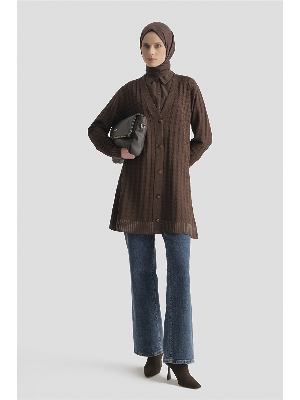 Kahverengi Triko Ceket 25Kd5094 Kahve-1