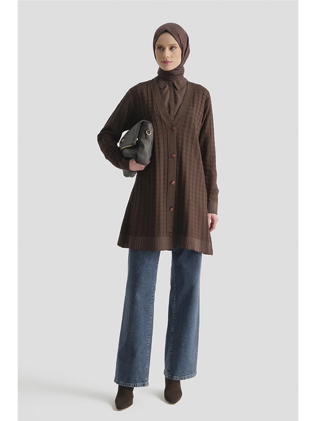 Kahverengi Triko Ceket 25Kd5094 Kahve-2