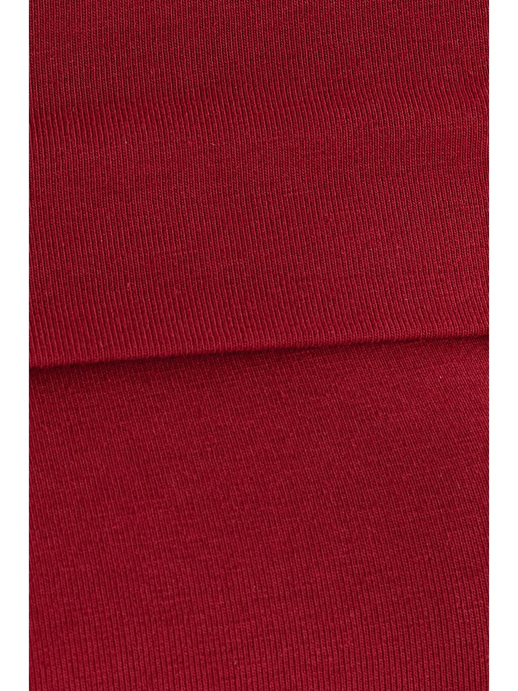 Kadın Slim Fit Dar Kesim Uzun Kol Kayık Yaka Bordo Bluz-5