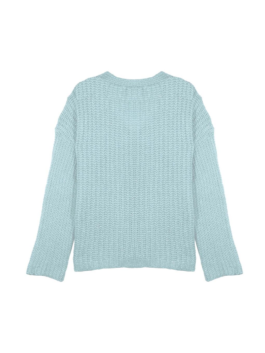 Yeşil Mint V Yaka Triko Kazak-7