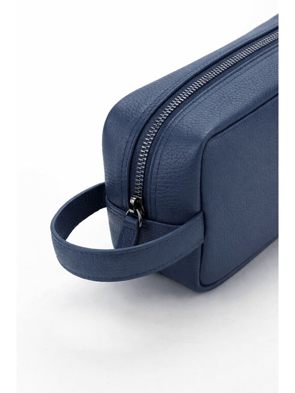 Lacivert %100 Hakiki Deri El Çantası Portföy Traş Çantası-3