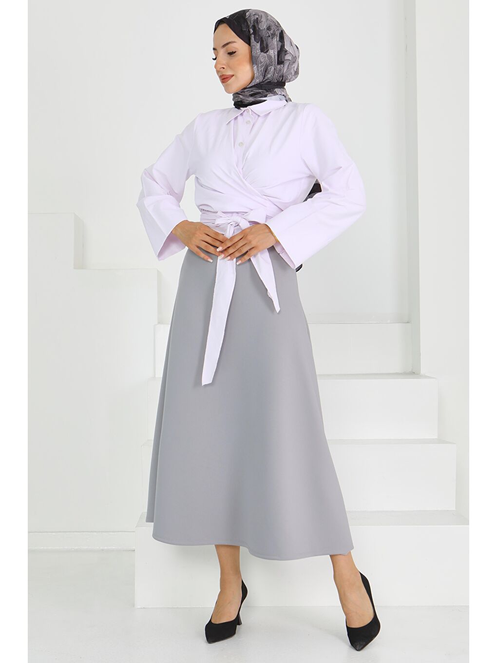 Puff Scuba Çan Etek Gri - 27615-3