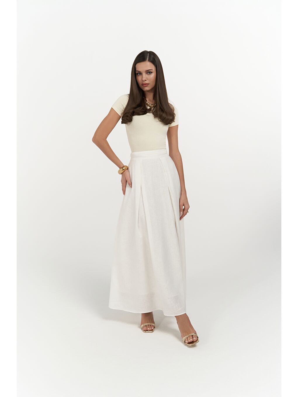 Mombasa Pile Detay Ekru Etek-1