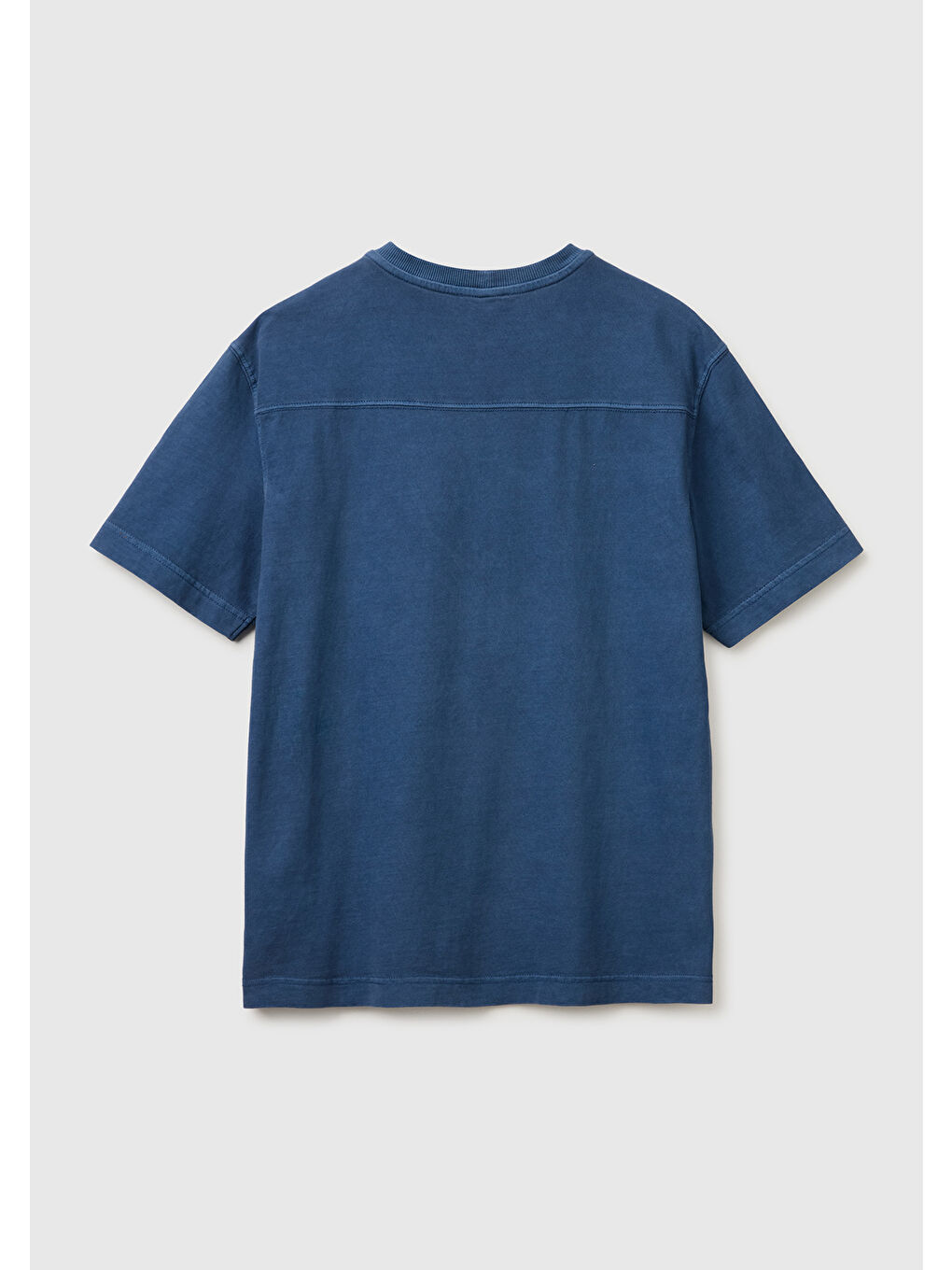Erkek Mavi %100 Pamuk Logo Baskılı Relax Fit T-Shirt-1