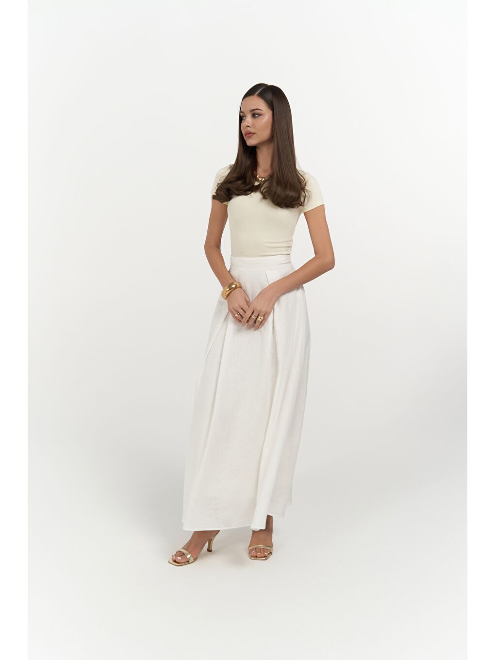 Mombasa Pile Detay Ekru Etek-2