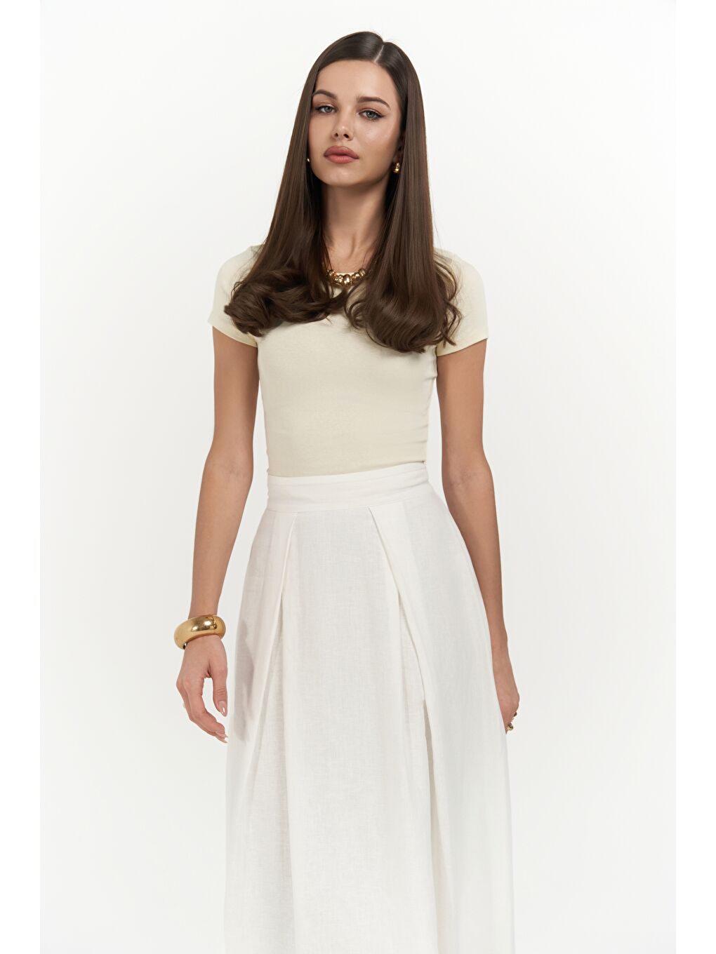 Mombasa Pile Detay Ekru Etek-3