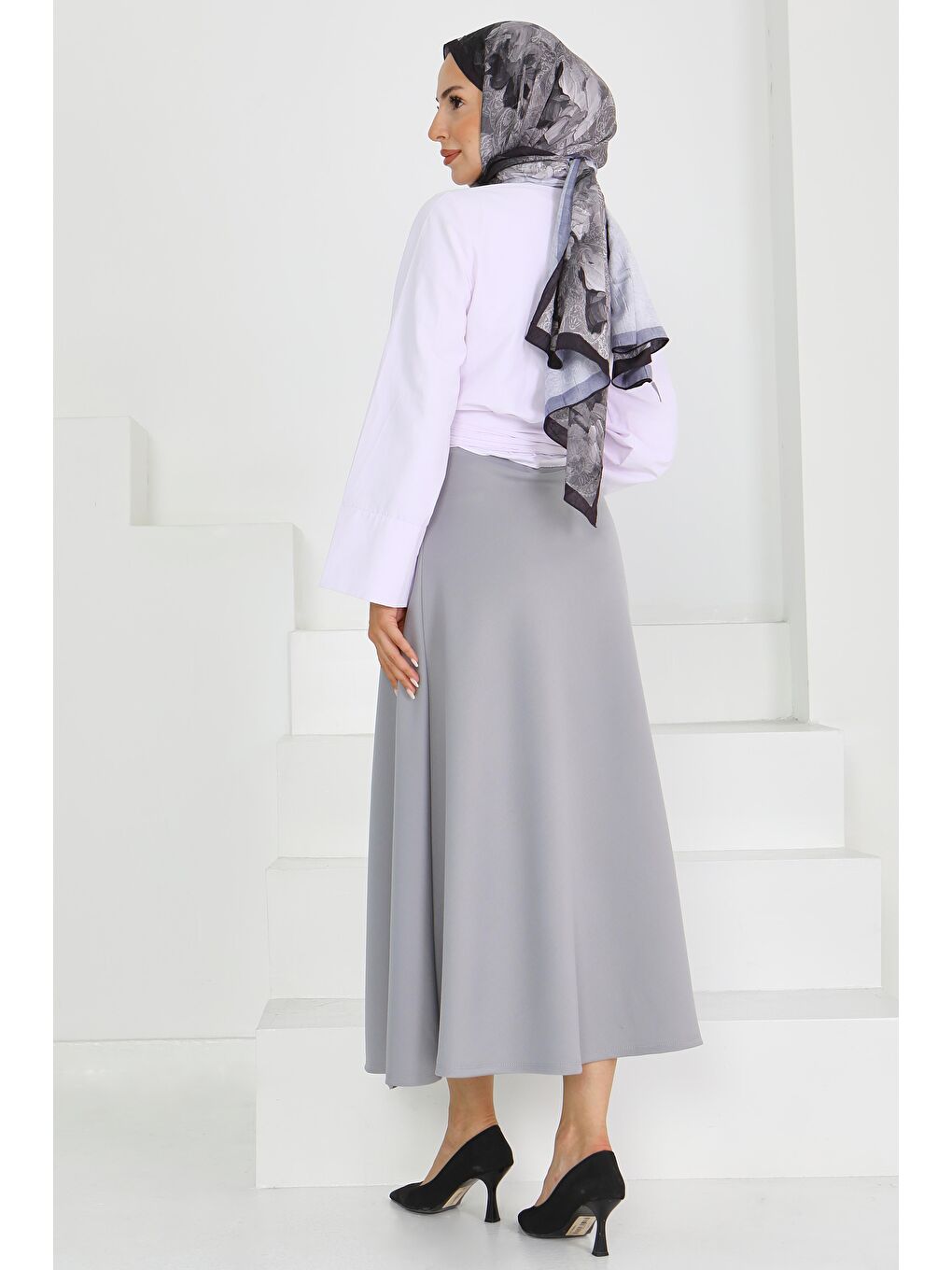 Puff Scuba Çan Etek Gri - 27615-4