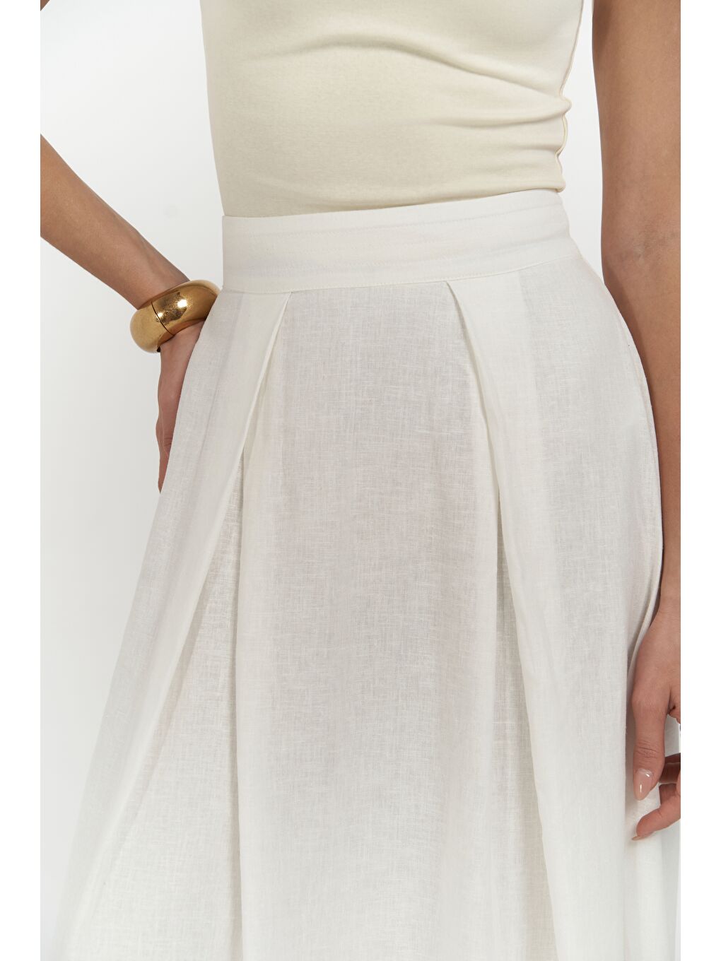 Mombasa Pile Detay Ekru Etek-7