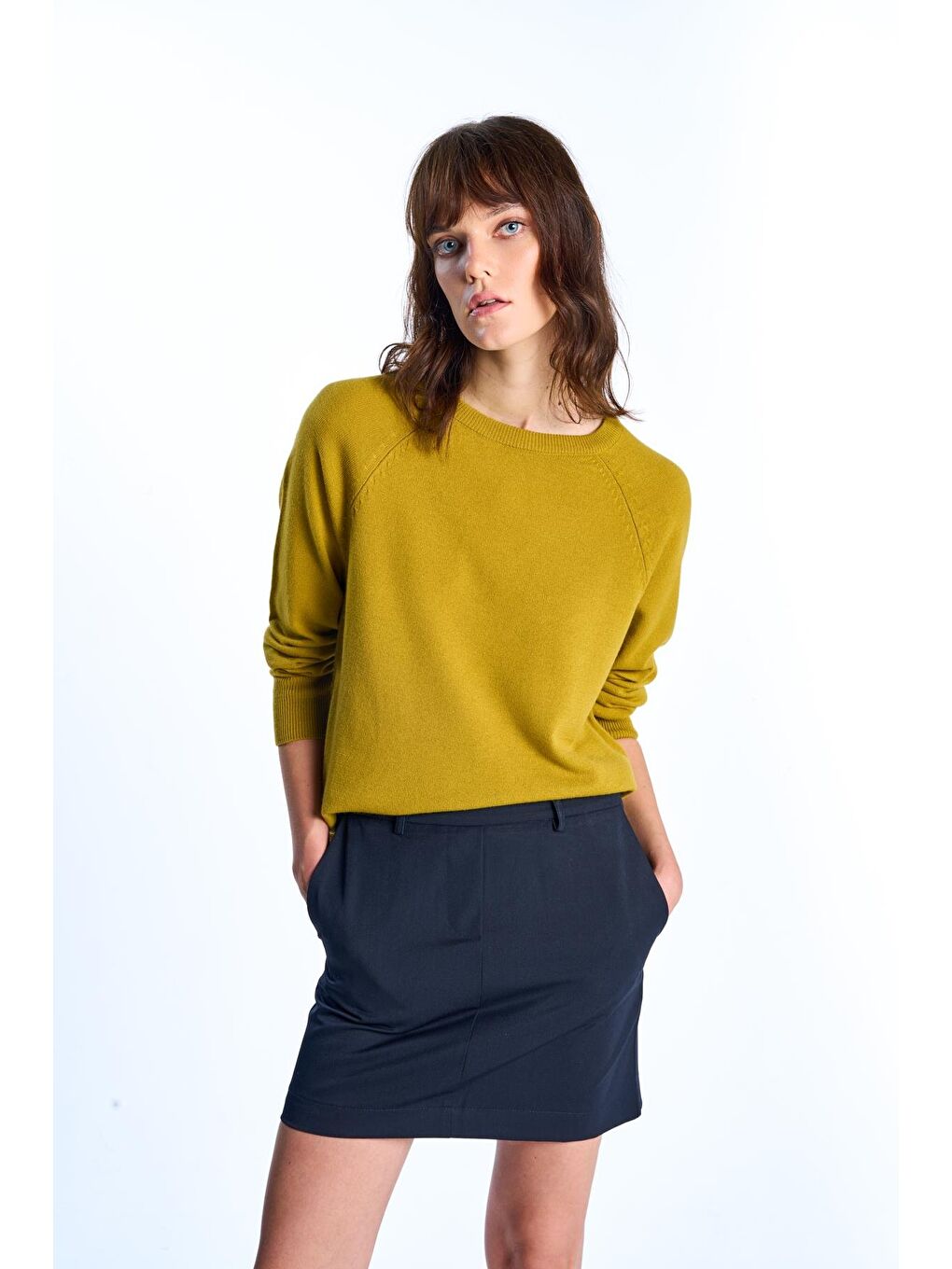 Lacivert Mini Etek-3