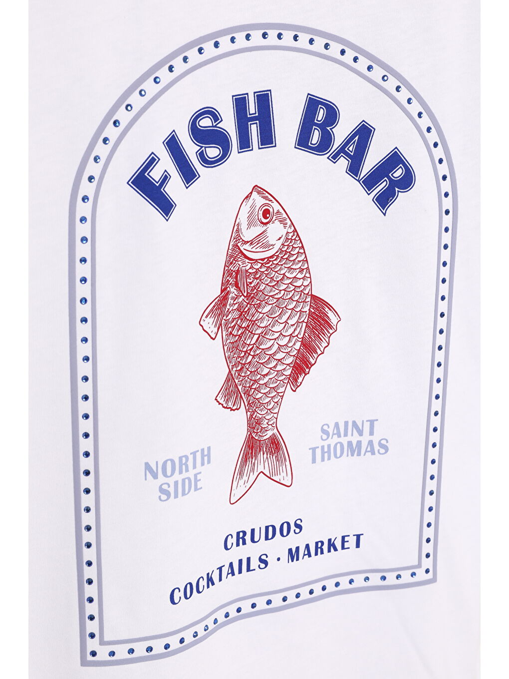 Balık Desenli Kısa Kol Tişört Beyaz-2