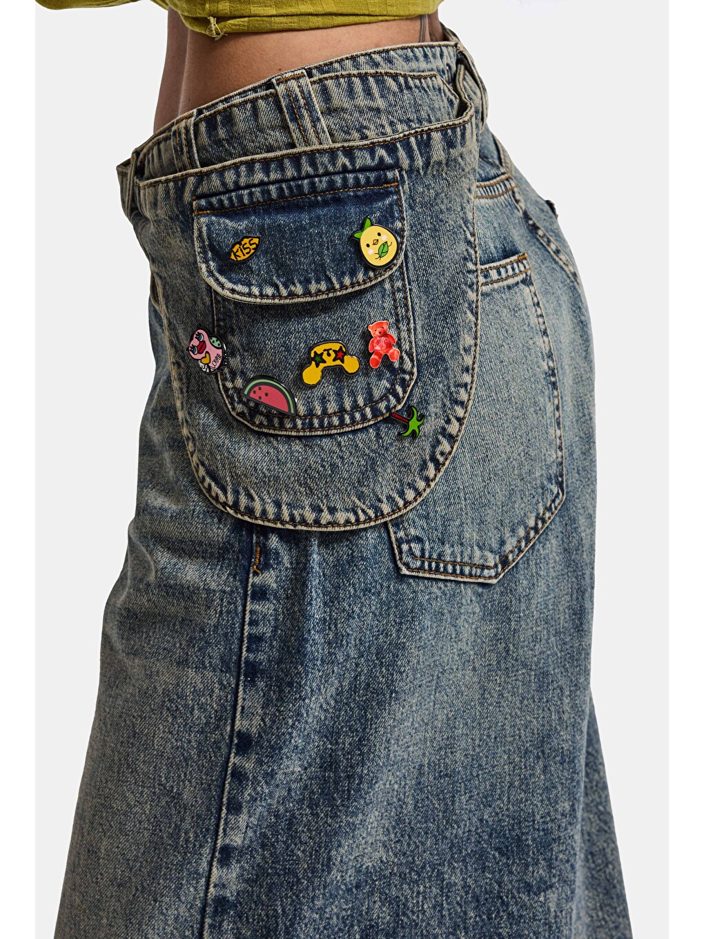 Mavi Kadın Jean Renk 4w6-31 Baggy Bermuda Icon Detaylı Tasarım Şortolon-4